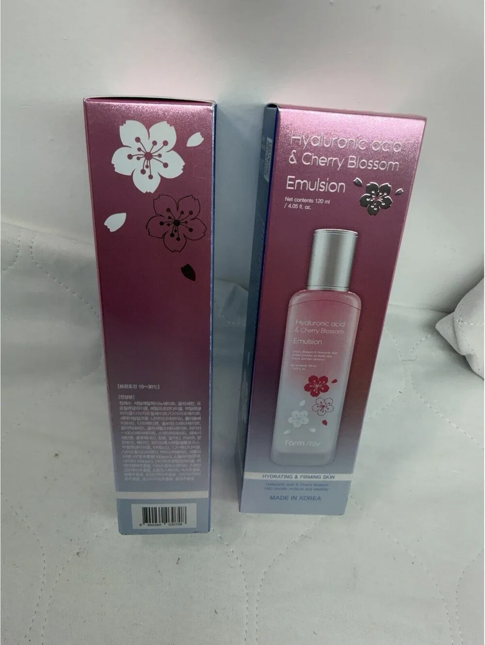 FarmStay Hyaluronic Acid Cherry Blossom Toner & Emulsion Set K-Beauty NEW